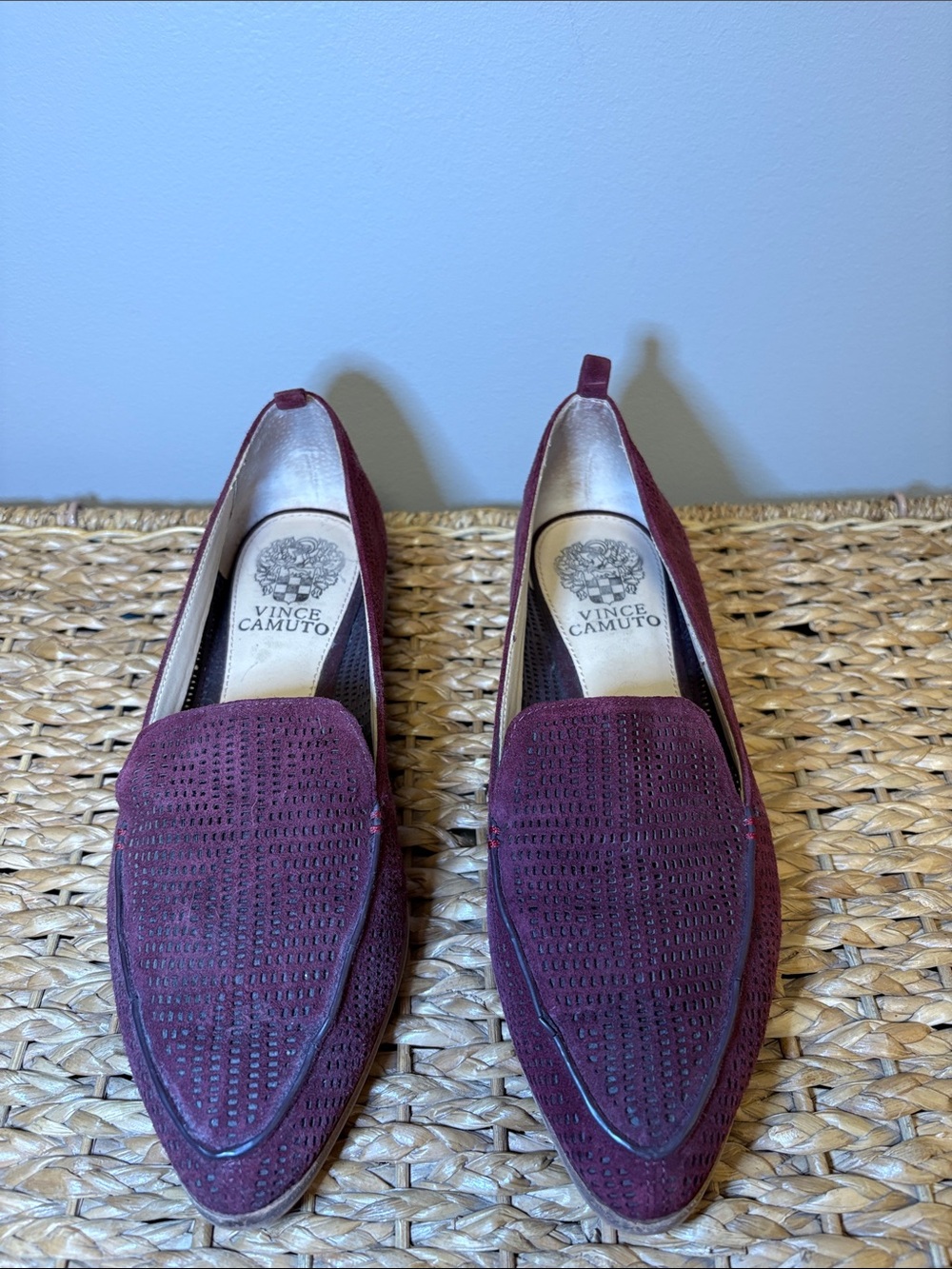 Vince Camuto Plum Suede Pointed Loafers
